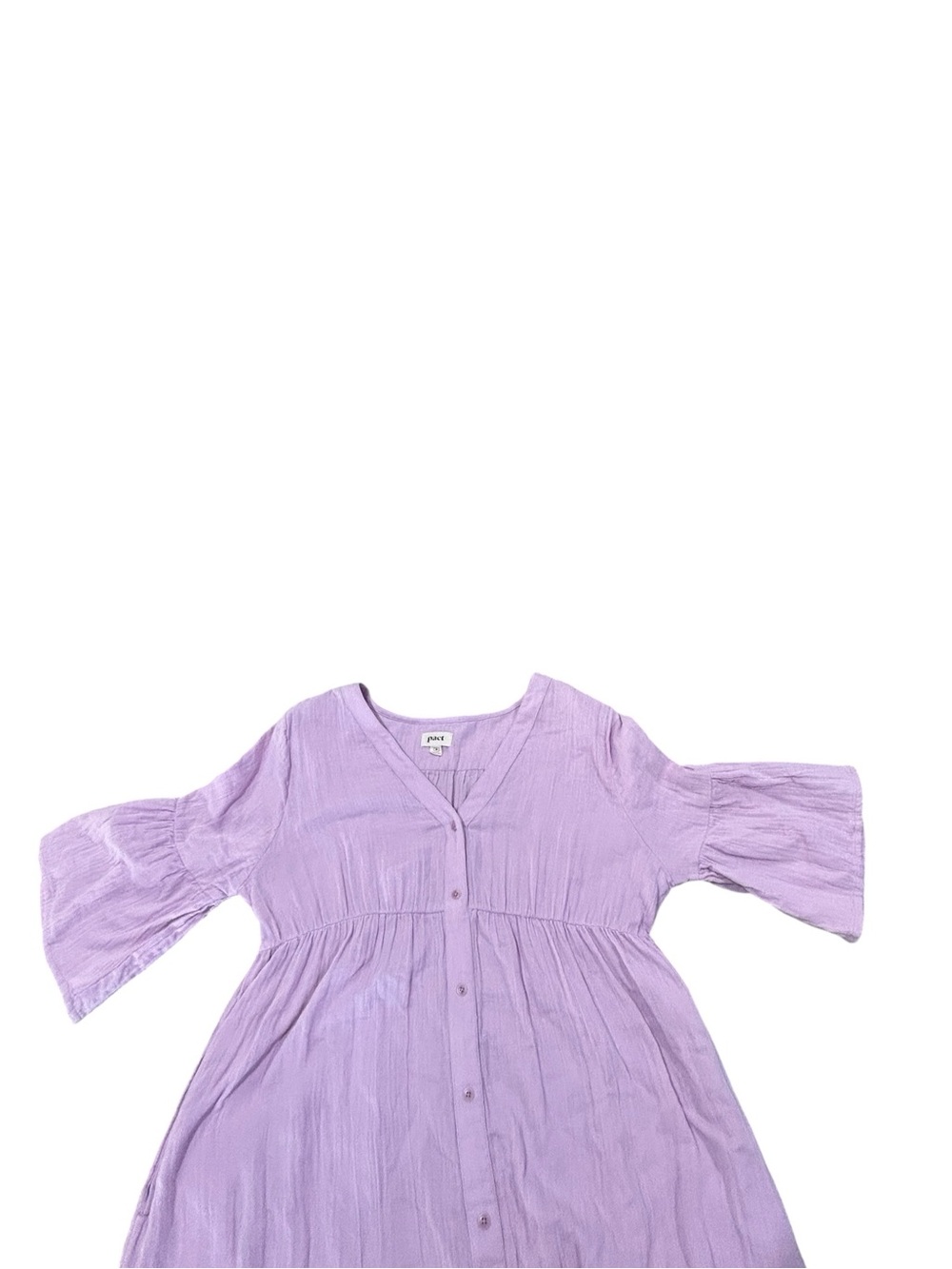Pact Midi Dress Sz M Tiered Button-Front Flowy Organic Cotton Cottagecore Boho - Picture 6 of 14